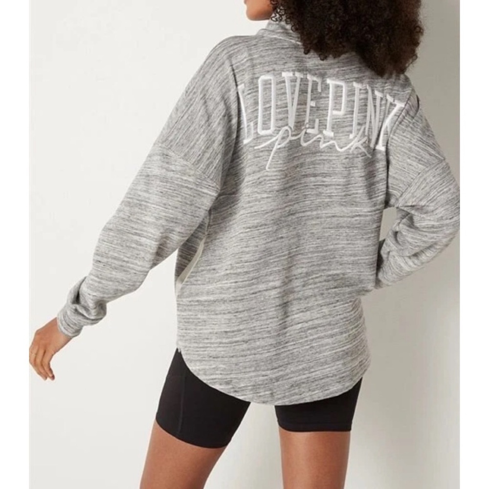 VICTORIAS SECRET LOVE PINK Heather Gray Cowl Funnel Neck Sweatshirt